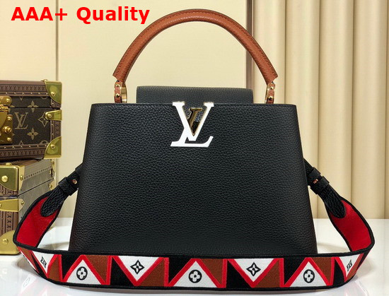 Louis Vuitton Capucines BB Handbag in Black Taurillon Leather with Wide Detachable Strap Replica