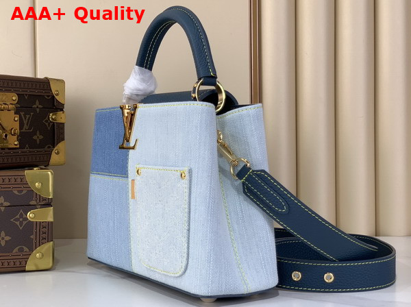 Louis Vuitton Capucines BB Handbag in Blue Denim Patchwork Design M27302 Replica