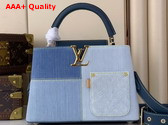 Louis Vuitton Capucines BB Handbag in Blue Denim Patchwork Design M27302 Replica
