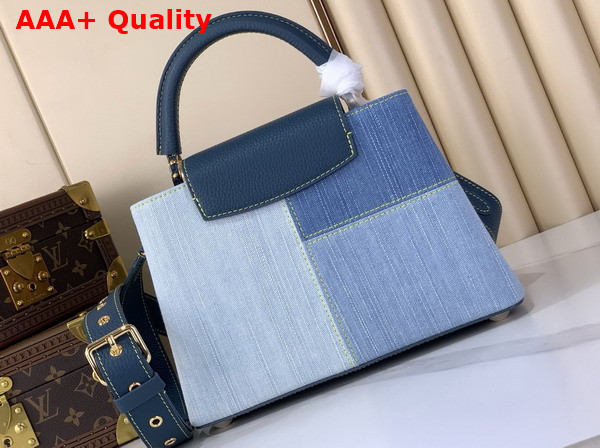 Louis Vuitton Capucines BB Handbag in Blue Denim Patchwork Design M27302 Replica