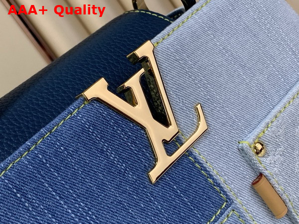 Louis Vuitton Capucines BB Handbag in Blue Denim Patchwork Design M27302 Replica