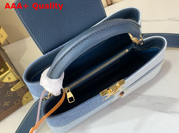 Louis Vuitton Capucines BB Handbag in Blue Denim Patchwork Design M27302 Replica