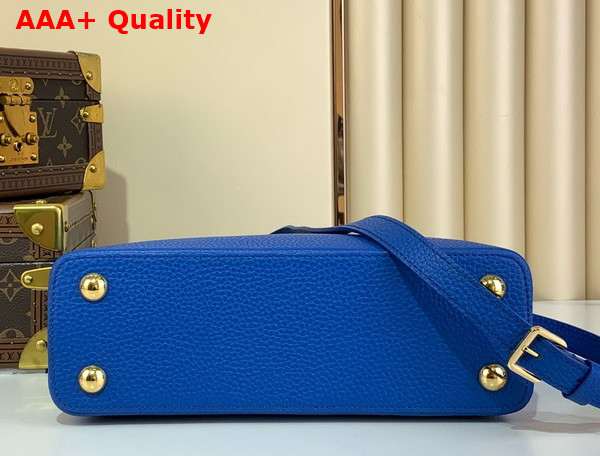 Louis Vuitton Capucines BB Handbag in Blue Taurillon Leather with Ostrich Leather Trim Replica