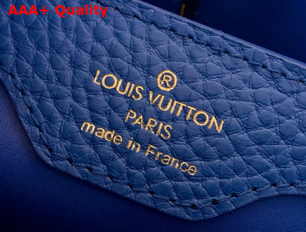 Louis Vuitton Capucines BB Handbag in Blue Taurillon Leather with Ostrich Leather Trim Replica