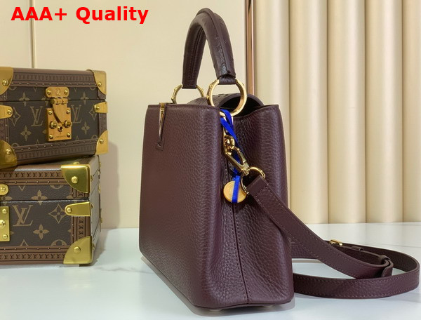 Louis Vuitton Capucines BB Handbag in Bordeaux Taurillon Leather with Ostrich Leather Trim Replica