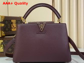Louis Vuitton Capucines BB Handbag in Bordeaux Taurillon Leather with Ostrich Leather Trim Replica
