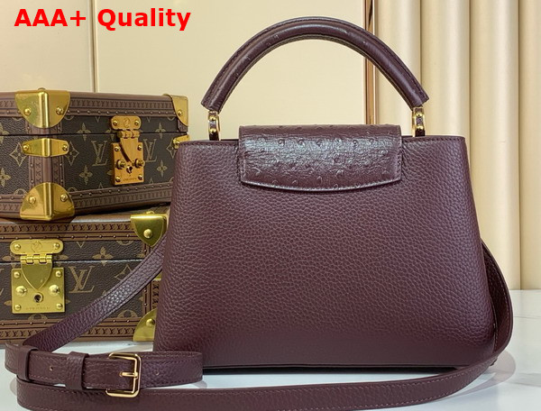 Louis Vuitton Capucines BB Handbag in Bordeaux Taurillon Leather with Ostrich Leather Trim Replica