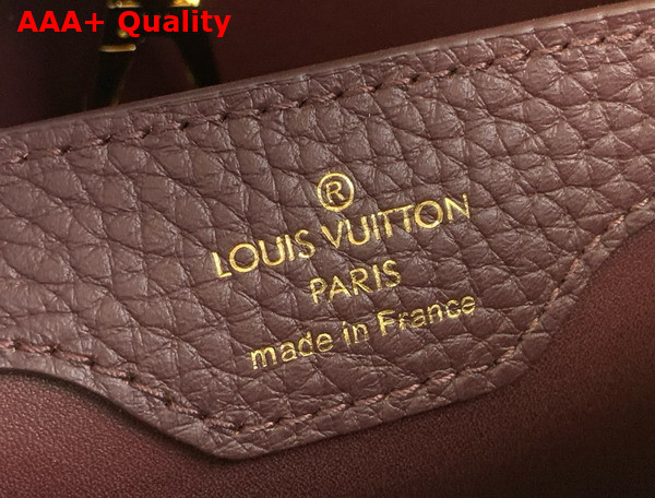 Louis Vuitton Capucines BB Handbag in Bordeaux Taurillon Leather with Ostrich Leather Trim Replica