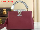Louis Vuitton Capucines BB Handbag in Cherry Taurillon Leather and Python Leather Trim Replica
