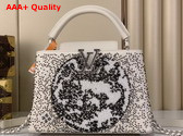Louis Vuitton Capucines BB Handbag in Cream Beaded Embroidered Calfskin Leather Replica