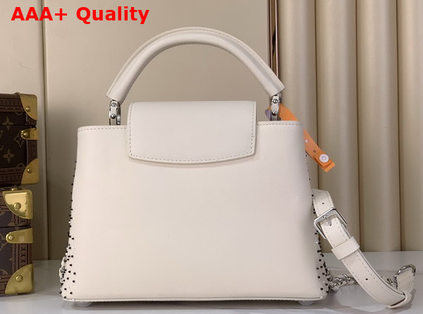 Louis Vuitton Capucines BB Handbag in Cream Beaded Embroidered Calfskin Leather Replica
