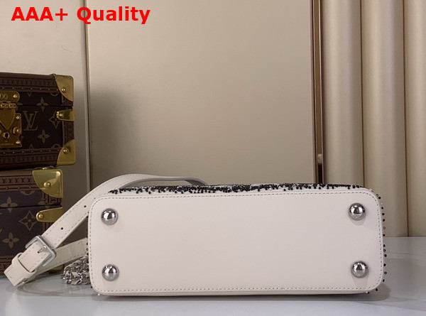 Louis Vuitton Capucines BB Handbag in Cream Beaded Embroidered Calfskin Leather Replica