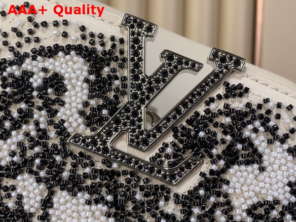 Louis Vuitton Capucines BB Handbag in Cream Beaded Embroidered Calfskin Leather Replica