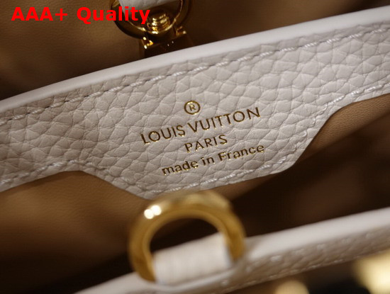 Louis Vuitton Capucines BB Handbag in Cream Taurillon Leather Leopard Print Adorning the Flap Replica