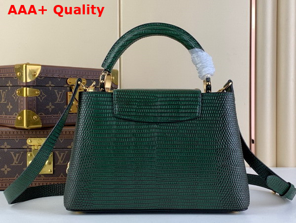 Louis Vuitton Capucines BB Handbag in Dark Green Lizard Effect Cowhide Leather Replica