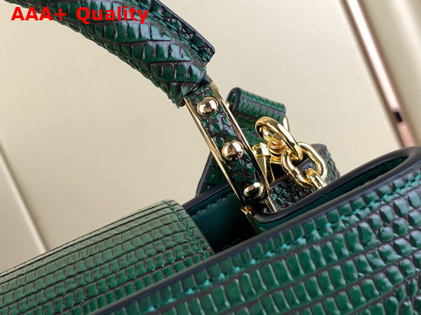 Louis Vuitton Capucines BB Handbag in Dark Green Lizard Effect Cowhide Leather Replica