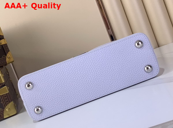 Louis Vuitton Capucines BB Handbag in Frozen Blue Taurillon Leather with Silver Toned Charm Detail Replica