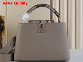 Louis Vuitton Capucines BB Handbag in Galet Gray Taurillon Leather and Python Leather Trim Replica