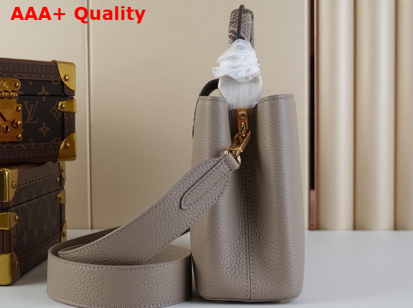Louis Vuitton Capucines BB Handbag in Galet Gray Taurillon Leather and Python Leather Trim Replica