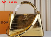 Louis Vuitton Capucines BB Handbag in Gold Alligator Leather Replica