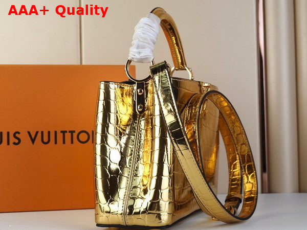 Louis Vuitton Capucines BB Handbag in Gold Alligator Leather Replica
