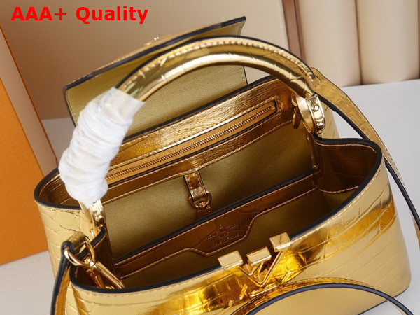 Louis Vuitton Capucines BB Handbag in Gold Alligator Leather Replica