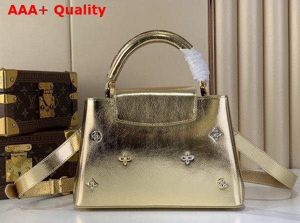 Louis Vuitton Capucines BB Handbag in Gold Calfskin Leather with Metallic Studs Replica