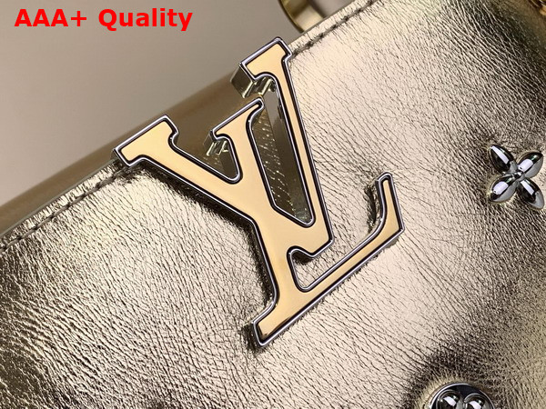 Louis Vuitton Capucines BB Handbag in Gold Calfskin Leather with Metallic Studs Replica