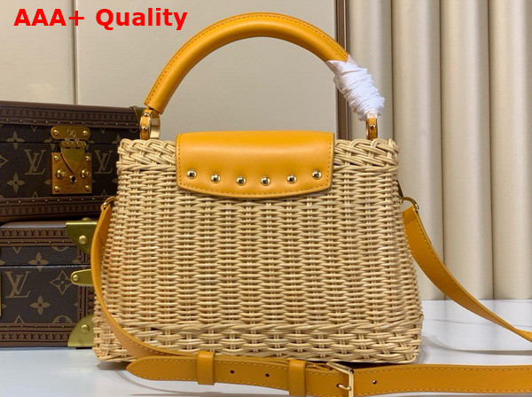 Louis Vuitton Capucines BB Handbag in Golden Yellow Cowhide and Rattan M24976 Replica