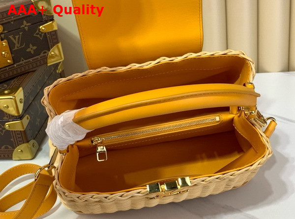 Louis Vuitton Capucines BB Handbag in Golden Yellow Cowhide and Rattan M24976 Replica