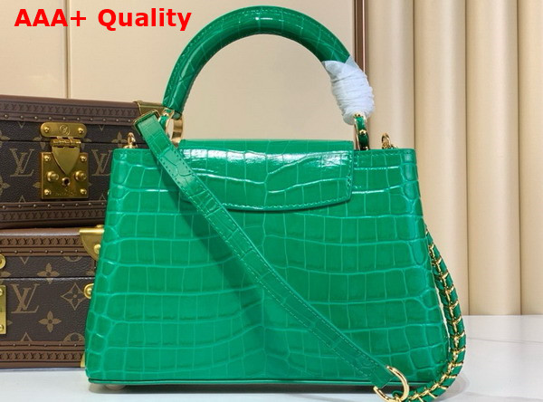 Louis Vuitton Capucines BB Handbag in Green Crocodile Embossed Calfskin with Crystals Replica