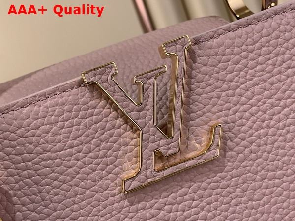 Louis Vuitton Capucines BB Handbag in Jasmine Pink Taurillon Leather Embellished with Tonal LV Initials and a Decorative Stone Embellished Charm Replica