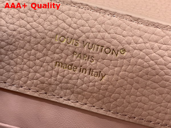 Louis Vuitton Capucines BB Handbag in Jasmine Pink Taurillon Leather Embellished with Tonal LV Initials and a Decorative Stone Embellished Charm Replica
