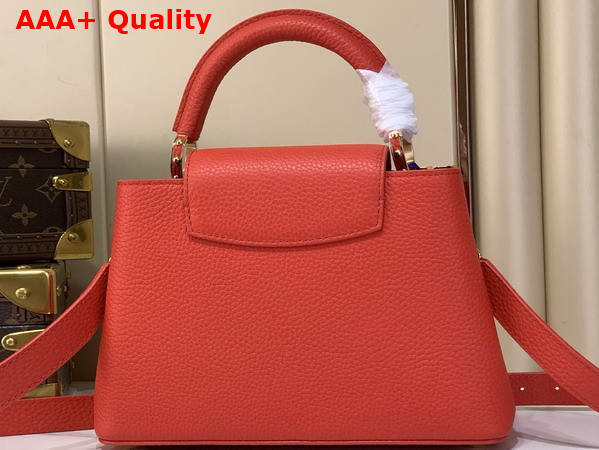 Louis Vuitton Capucines BB Handbag in Lipstick Red Taurillon Leather Adorned with an Iconic Flower Crown and Signature LV Initials Replica