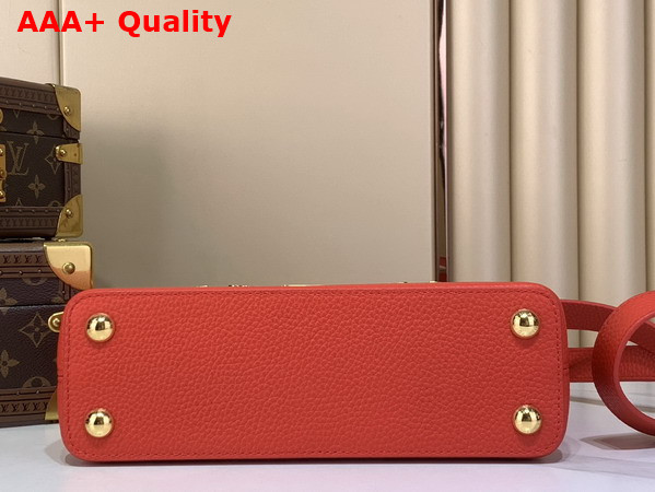 Louis Vuitton Capucines BB Handbag in Lipstick Red Taurillon Leather Adorned with an Iconic Flower Crown and Signature LV Initials Replica