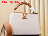 Louis Vuitton Capucines BB Handbag in Luminous Ecru Beige Canvas with Calfskin Details on the Flap Replica
