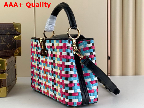 Louis Vuitton Capucines BB Handbag in Multicolor Coated Canvas Woven with Thin Bands M22270 Replica