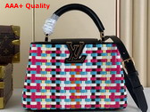 Louis Vuitton Capucines BB Handbag in Multicolor Coated Canvas Woven with Thin Bands M22270 Replica