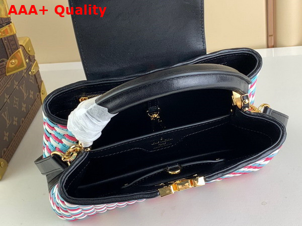 Louis Vuitton Capucines BB Handbag in Multicolor Coated Canvas Woven with Thin Bands M22270 Replica