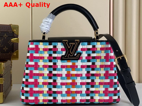 Louis Vuitton Capucines BB Handbag in Multicolor Coated Canvas Woven with Thin Bands M22270 Replica