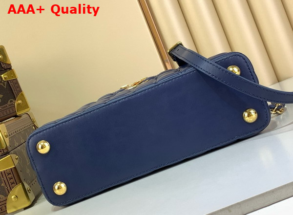 Louis Vuitton Capucines BB Handbag in Navy Blue Lambskin Leather with Monogram Flowers Motif Replica