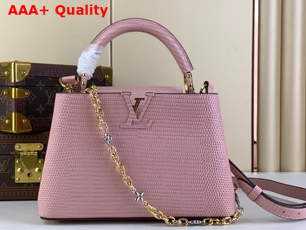 Louis Vuitton Capucines BB Handbag in Pink Lizard Effect Cowhide Leather Replica