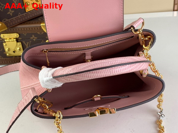Louis Vuitton Capucines BB Handbag in Pink Lizard Effect Cowhide Leather Replica