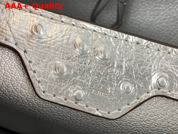 Louis Vuitton Capucines BB Handbag in Silver Ostrich Replica
