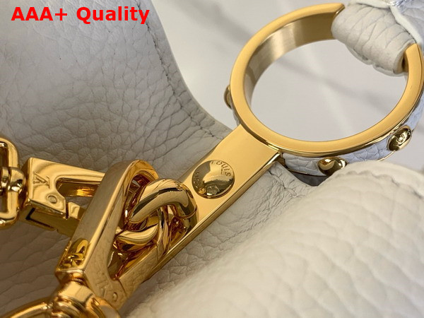 Louis Vuitton Capucines BB Handbag in Silver Sea Taurillon Leather with Triple Chain Adornment M12279 Replica