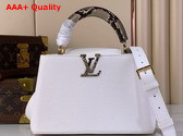 Louis Vuitton Capucines BB Handbag in Snow White Taurillon Leather and Python Leather Trim Replica