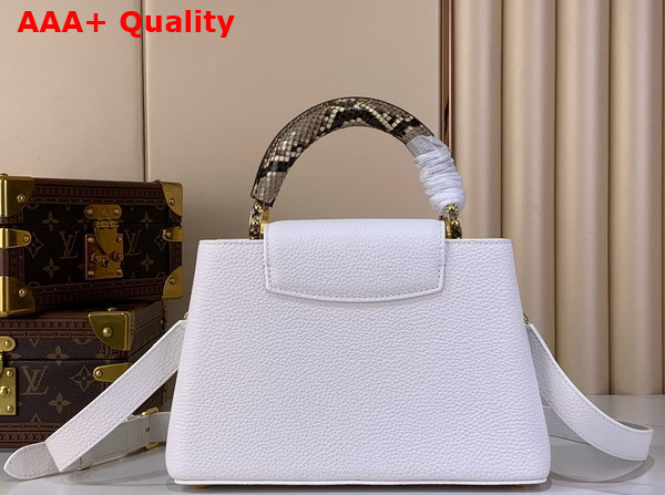 Louis Vuitton Capucines BB Handbag in Snow White Taurillon Leather and Python Leather Trim Replica