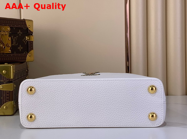 Louis Vuitton Capucines BB Handbag in Snow White Taurillon Leather and Python Leather Trim Replica