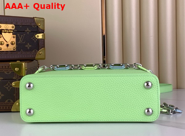 Louis Vuitton Capucines BB Handbag in Spring Green Taurillon Leather The Links are Decorated with Jewel Like Enamel Replica