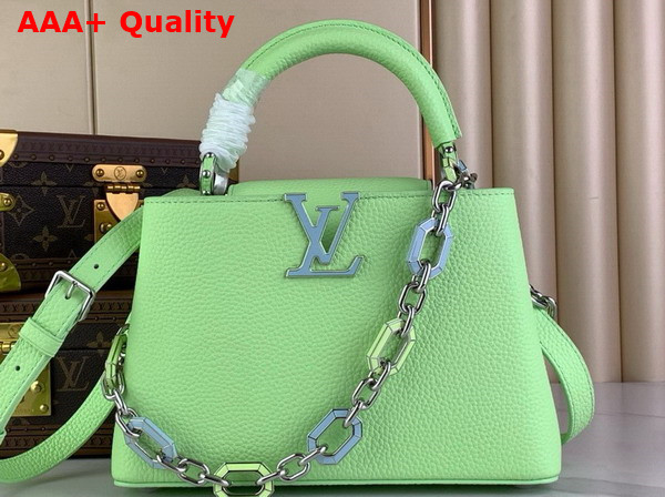 Louis Vuitton Capucines BB Handbag in Spring Green Taurillon Leather The Links are Decorated with Jewel Like Enamel Replica